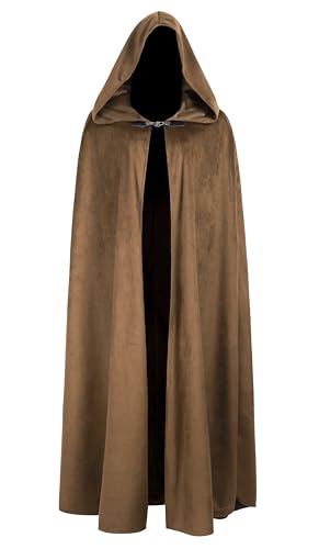 JPXH Medieval Cloak with Hood Renaissance Cape for Men and Women Halloween Costume