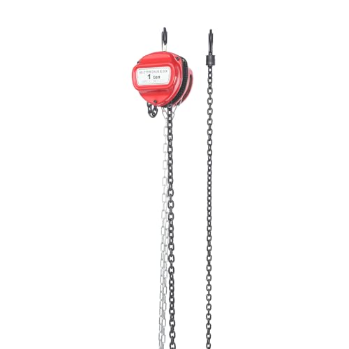 KKVUIIFF Treuil à chaîne manuel 1T - Charge maximale : 1000 kg et longueur de chaîne de 6 m - Pour roulement, zones de construction, usines (1T 6 m, rouge)