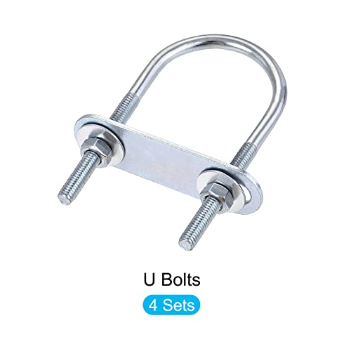 Image of METALLIXITY U Bolts 4 Sets (M6x40x90mm), Round U Bolt Steel with Accessories - for Construction, Pipe
