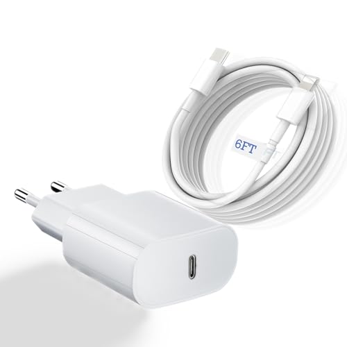 Caricabatterie rapido per telefono, 2 confezioni USB C Caricabatterie certificato MFi con 30 W 6 ft cavo compatibile caricatore rapido PD3.0 USB C per telefono 14/Plus/Pro/Pro Max/13/12/11/XS/XS Max