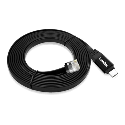 Image of Verilux 6.6ft USB C to Ethernet Cable, 100Mbps RTL8152B NIC Chip Type C to RJ45 Cord, Type C to RJ45 NIC Cable Compatible for Thunderbolt 3 /4, Galaxy, MacBook Pro /Air, iPad Pro, PC