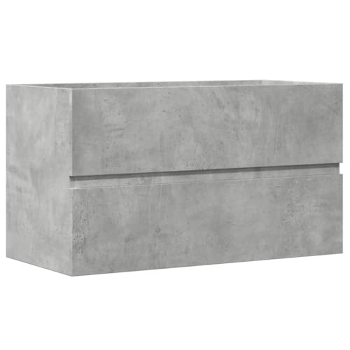 Muebles de baño de diseño actual en madera de ingeniería gris hormigón 3