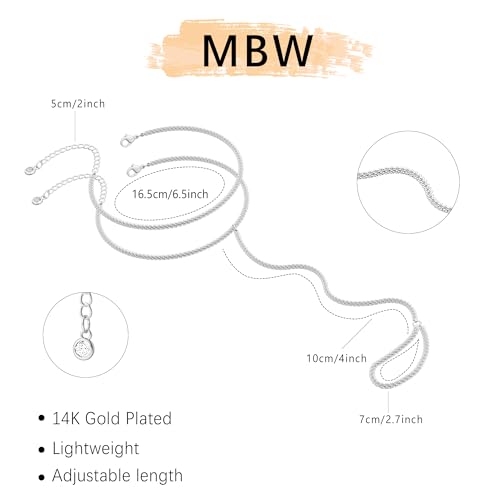 Image of Hand Chain Bracelet for Women Trendy, Dainty Silver Beaded Finger Ring Bracelet Non Tarnish Minimalist Adjustable Simple Cute Silver Bracelets Waterproof Fashion Jewelry