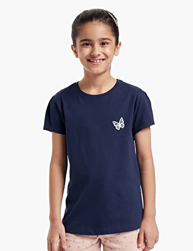 Image of Amazon Brand - Symbol Regular Fit Girls 100% Cotton Solid Print Half Sleeves T-Shirt | Age 2-12 Years