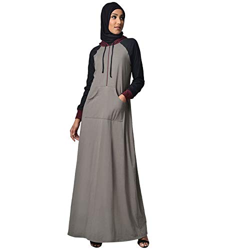 Tee shirt style contrast color block design with hoodie cotton jersey abaya dress for winters