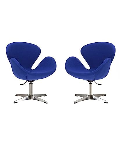 Image of Faux Leather - Modern Swivel Lounge Chair With Hydraulic Lift For Home Office Hotel Cafe (Blue)