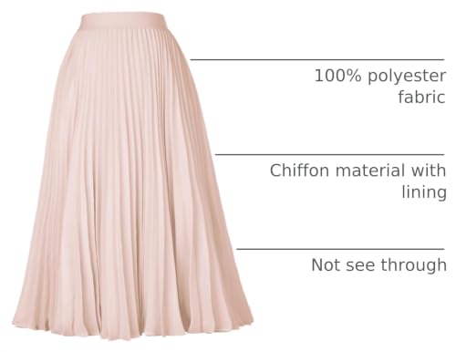 Image of GRACE KARIN Pleated Midi Skirt for Women,Chiffon Elastic High Waist Knee Length Skirts,Swing Flare A-Line Outfits