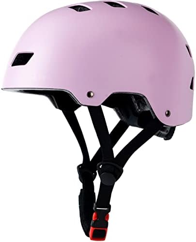 Bavilk Adult Skateboard Bike Helmets CPSC Certified Multi Sports Scooter Inline Roller Skating 3 Sizes Adjustable for Women Men Pink L