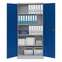 Armario de acero desmontado en color gris y azul, modelo 108850 de almacenamiento metálico