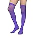 spomei Women’s Opaque Thigh High Stockings, Stretchy Nylon Over Knee Socks for Costume, Graduation, Retro Style (Purple)