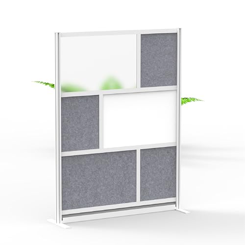 Image of Workflow Modular Wall | Room Divider with Whiteboard, Sound Dampening, & Frosted Acrylic Panels | Expandable Office Partition for Privacy & Stability (53 inch x 70 inch)