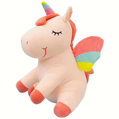 Peluche de Unicornio con diseño de Unicornio y Peluche con alas de Arco Iris, Juguete Kawaii para niños y niñas (40CM, Pink) Cover