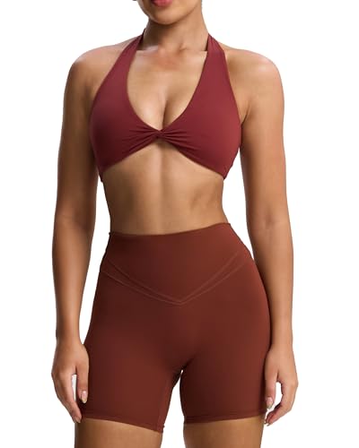 Image of Aoxjox Women's Workout Halter Sport Bras Fitness Rosie Bra Yoga Crop Tank