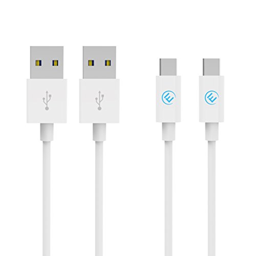 EVOMIND Cable USB C a USB A 3.0 [2x1M] Carga rápida y Sincronización - Cable USB Tipo C para Samsung Galaxy S8 / S9 / Note 8 / Tab S3, Huawei P10 / P20, y Otros Dispositivos USB Type-C - 2x1M Blanco