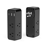 BOPARTE Regleta Enchufe Giratorio de 180° con 6 CA y 2 USB + 1 Type-C Pared Adaptador Clavija (5 V / 2,4 A) para Oficina...