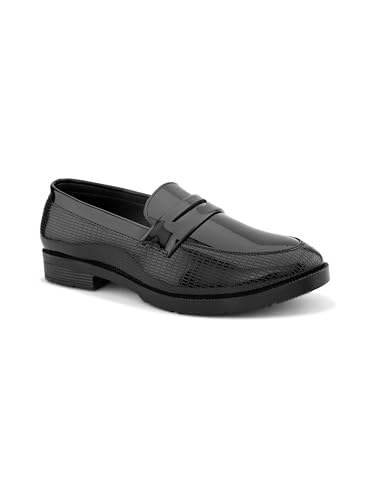 Image of STANPHORD Mens Loafers Men tan petant Leatherette Wrinkle Free Shiny Glossy Formal Office wear Slip on Moccasins Loafers Penny Shoes Without Laces