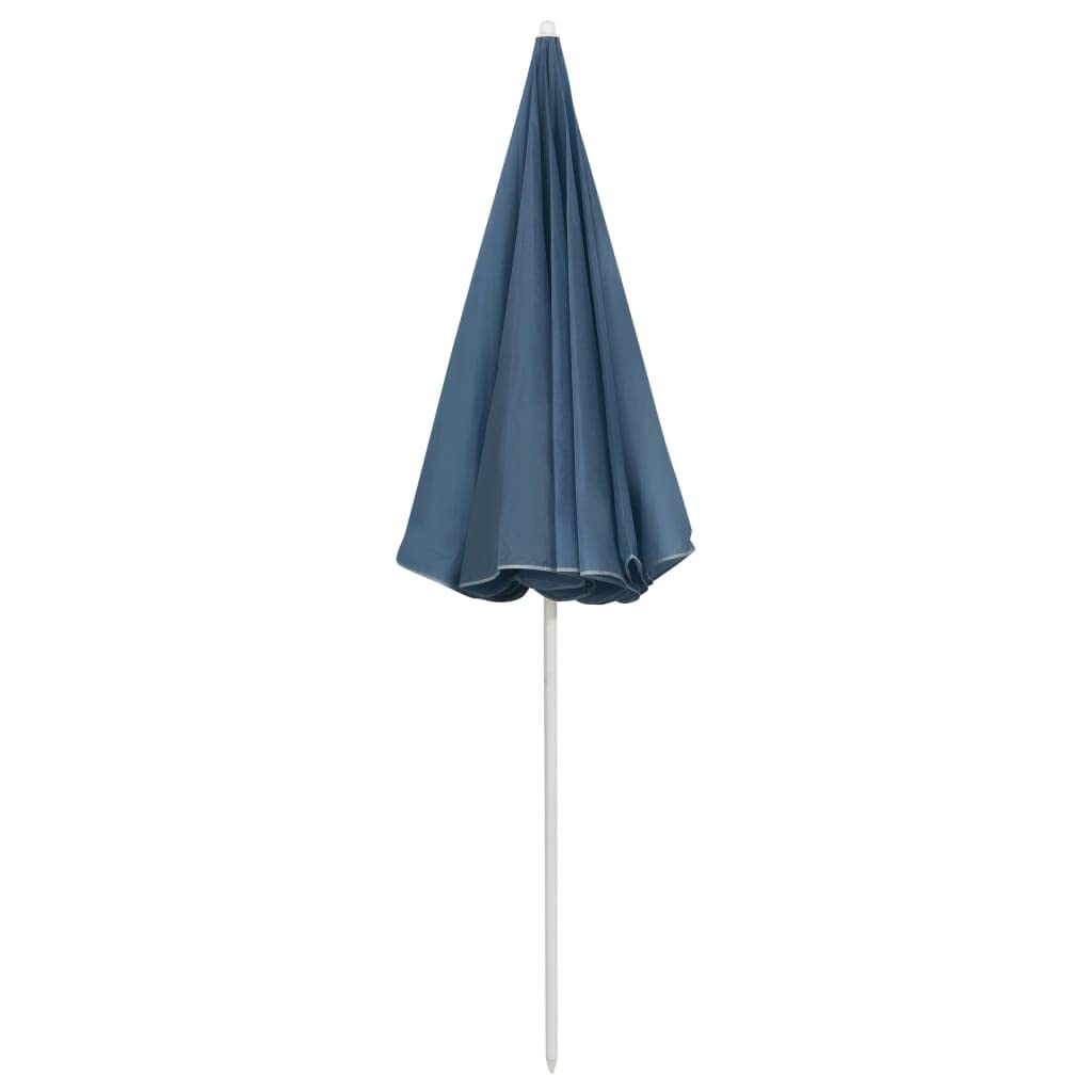 Parasol ogrodowy z poliestru 170T ze stalową ramą, niebiesko-biały, z regulacją wysokości, odporny na wiatr, idealny na taras, balkon, do ogrodu, na plażę, z ochroną przed promieniowaniem UV