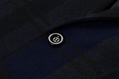Image of chouyatou Men's Casual Notched Collar Plaid Single Breasted Wool Blend Formal Trench Top Coat