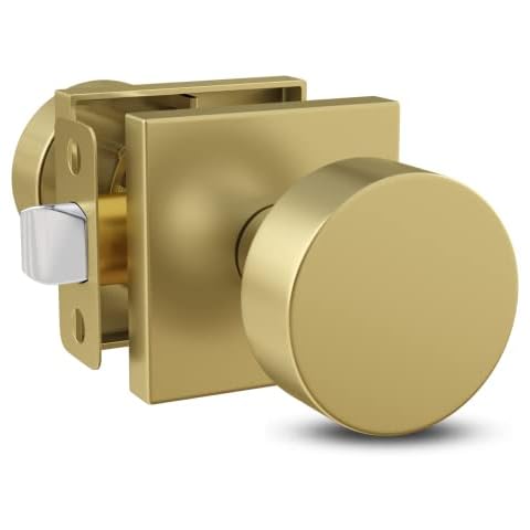 Mega Handles - SUANA Passage I Door Knob for Hallway, Closet and Bathroom I Reversible Heavy Duty Design I Fits All Standard Door Sizes I Screws Included - Satin Brass (1 Pack) Cover