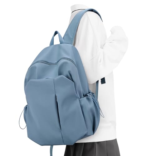 weradar Backpacks For School Waterproof Simple Middle School Bag Casual College Backpack For Women Men Aesthetic Bookbag For Girls Boys(Blue)