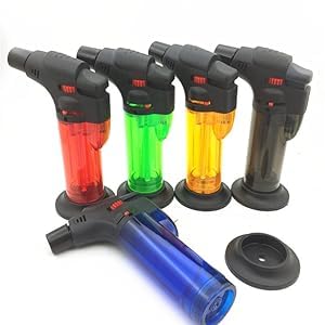 Image of Jet Flame Windproof Cigarette Lighter, Refillable Butane Torch Lighter for BBQ, Hookah Coal & Camping, Portable Pocket Gas Lighter for Men (Multicolor)