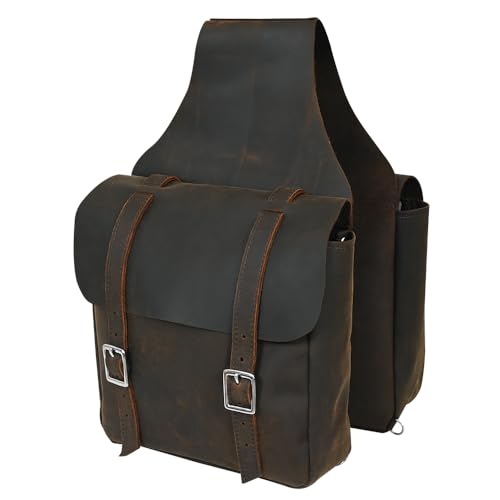 HILASON Soft Leather Horse Saddle Bag Rustic Brown...