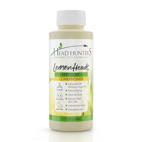 Head Hunters Natural Lice Products Lemon Heads Lice Prevention Conditioner - Daily Head Lice Conditioner for Kids and Adults - Natural and Non-Toxic, Extremely Effective Without Chemicals - 12 Fl Oz
