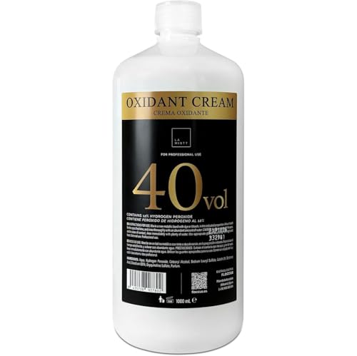 Agua Oxigenada 40 Volumenes en Crema (12%) para Tinte y Decoloración del Cabello | Oxidante Profesional de Uso en Peluquería | Agua Oxigenada 1 Litro
