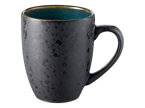 BITZ Kaffeetasse/Kaffeebecher, Tasse aus robustem Steinzeug, 30 cl, schwarz außen/grün innen Cover