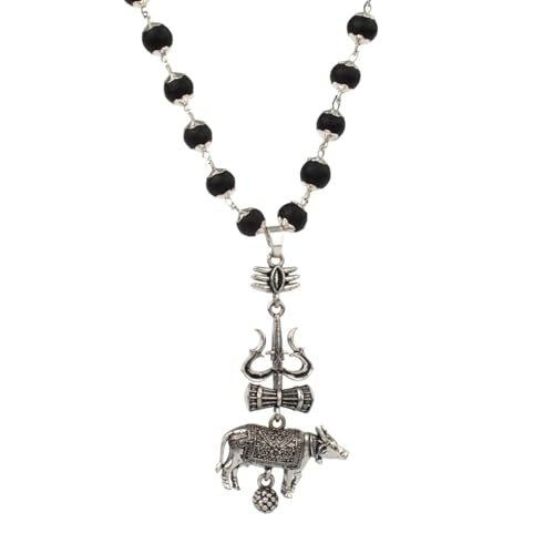 Image of Astrotalk Shiv Raksha Karungali Malai with Trishul Nandi Pendant | Karungali Mala Original 54 Beads | Blessings of Lord Shiva & Murugan | Divine Mala for Protection & Calmness | Gift for Man & Woman