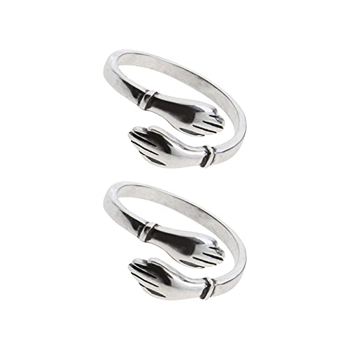 1 paire Câlin Main Couple Anneaux 925 Bijoux en Argent Sterling pour Amoureux Anniversaire Saint Valentin Cadeau - Donnez-moi un Câlin Cover