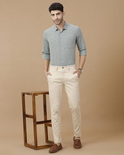 Image of Cavallo by Linen Club Men's Blended Linen Blue Solid Full Sleeve Casual Shirt