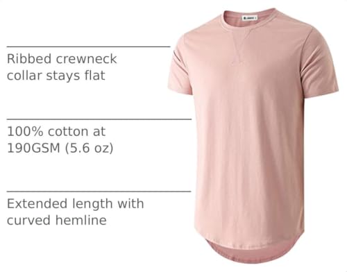Image of KLIEGOU Men's 100% Cotton Longline T-Shirt, Pre-Shrunk Soft