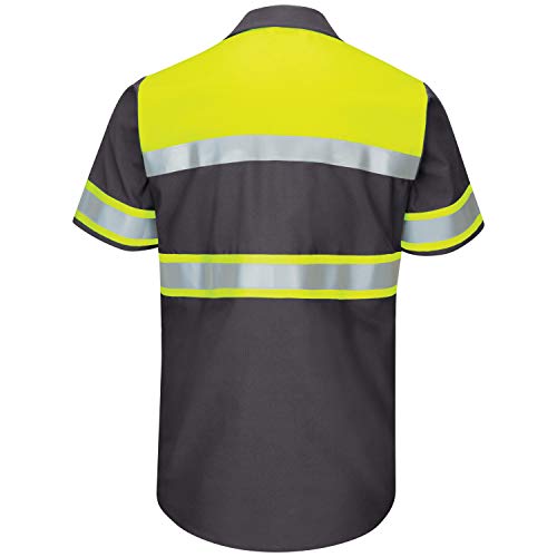 Image of Red Kap Men's Hi-vis Ss Colorblock Ripstop Work Shirt-Type O, Class 1
