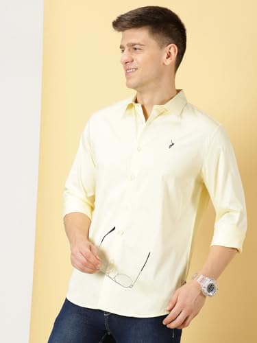 Image of Thomas Scott Men's | Solid | Full Sleeve | Slim Fit | Cotton Blend | Spread Collar | Casual Shirt