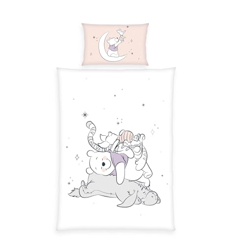 Herding babybest Parure de Lit Winnie L'Ourson, Taie d'Oreiller 40 x 60 cm avec motif réversible, Housse de Couette 100 x 135 cm, avec boutonnière pratique,...