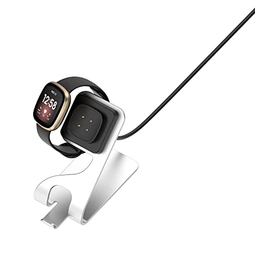 Chofit Charging Stand Compatible with Fitbit Ace LTE Charger, 3.3ft USB Metal Charging Dock Station Charger Cable Cord Smartwatch Accessories (Silver)