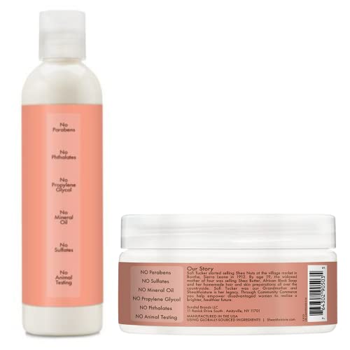 Shea Moisture Coconut & Hibiscus Combo Pack - Includes Curling Butter Cream, 6 Oz & Curl & Shine 2-in-1 Shampoo & Conditioner, 8 Oz