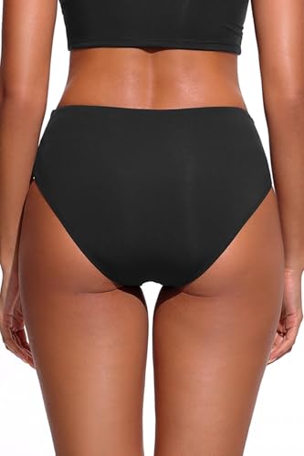 Tempt Me Women Mid Rise Bikini Bottoms - Full Coverage Bathing Suit Bottoms Mid Waist Swim Bottoms 20252
