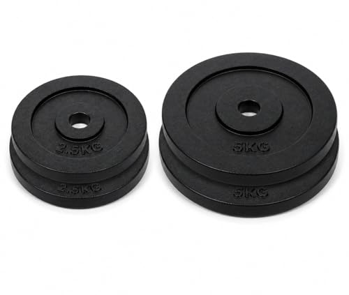 Image of Cast Iron Weight Plates for Home Gym (Centre Hole 30mm)- Standard Gym Plates for Strength Training, Durable & Rust-Resistant, Multiple Weight Options | From the House of Healthycliq | Sedex Certified | Bodybuilding Fitness And Core Fitness (15KG (2.5KG X 2 + 5KG X 2), Cast Iron)