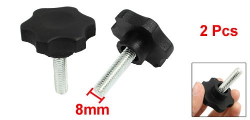 Sourcingmap 40mm Head Dia 8mm Male Thread Screw On Type Clamping Knob 2 Pcs, Silver - Image 2