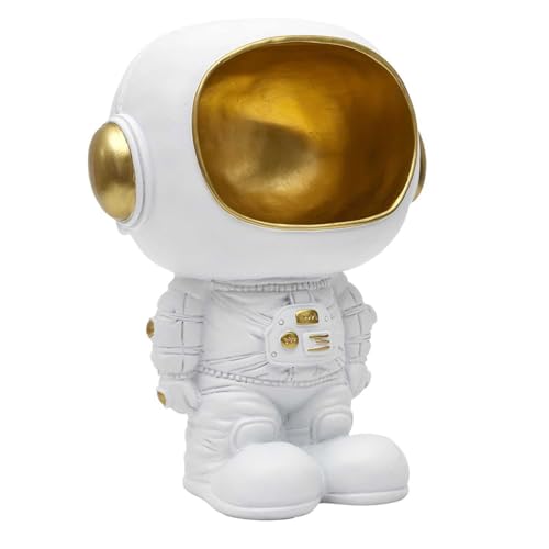 HOME DECO FACTORY - HD0159 Statue Astronaute Vide Poche Blanc, Objet Décoratif en Résine, Design Élégant pour Rangement, Taille : 20 cm, Couleur : Blanc et...