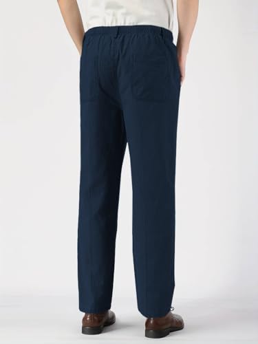 Image of TAGDO Men's Linen Pants | Elastic Waist Pants | Casual Trousers for Men | Straight Fit | Everyday Casual Pant | Perfect for Beach, Resort, Lounge & Vacation Wear (2060)