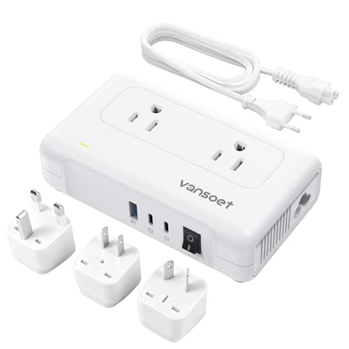 Image of 220V to 110V Voltage Converter Type C Plug Adapter Travel Essentials to Most of Europe EU Spain Italy France Germany