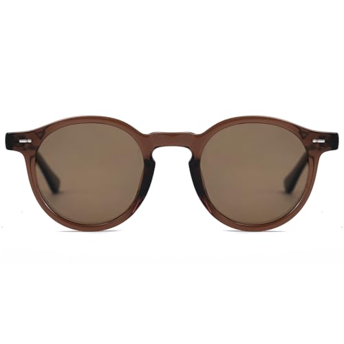 Round Frame Sunglasses Retro Uv400 Polarized Sun Glasses Tr90 Acetate Temple Unisex Korean Style2