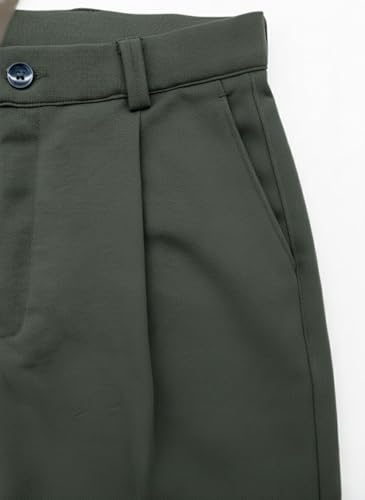 Image of INDICLUB Men's Pleated Dress Trousers, High Waist, Straight Leg, Business Casual Pants