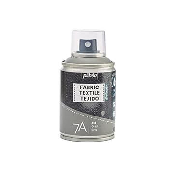 Pébéo - Fabric Paint Spray for Textiles 7A - Natural and synthetic fabrics - Water-based - Solvent-free - Permanent Fabric Dye Machine-Washable - Paint for textile design,Light grey,100 ml (Pack of 1)