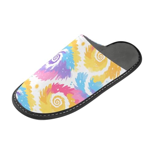 Colorful Tie Dye Warm Womens Slippers Women Warm Slippers Indoor with Memory Foam For House, Bedroom