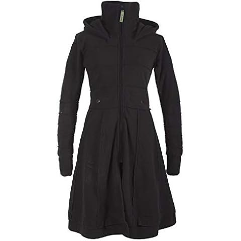 Vishes - Alternative Bekleidung - Langer Damen Fleecemantel Kapuze Stehkragen schwarz 50 Cover