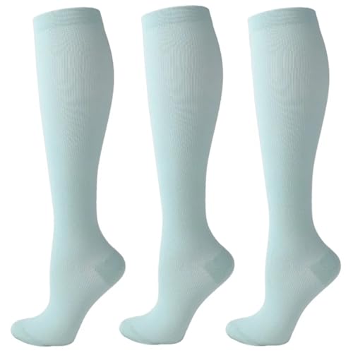 Calcetines compresión para hombre 3 pares de medias de compresión que promueven la circulación sanguínea, calcetines de compresión adelgazantes, antifatiga, cómodos calcetines de color sólido(YS001-31